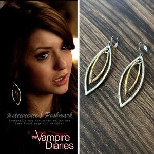 Lucky Brand Silver & Gold Tone Double Oblong Hoop Earrings ASO Katherine Pierce